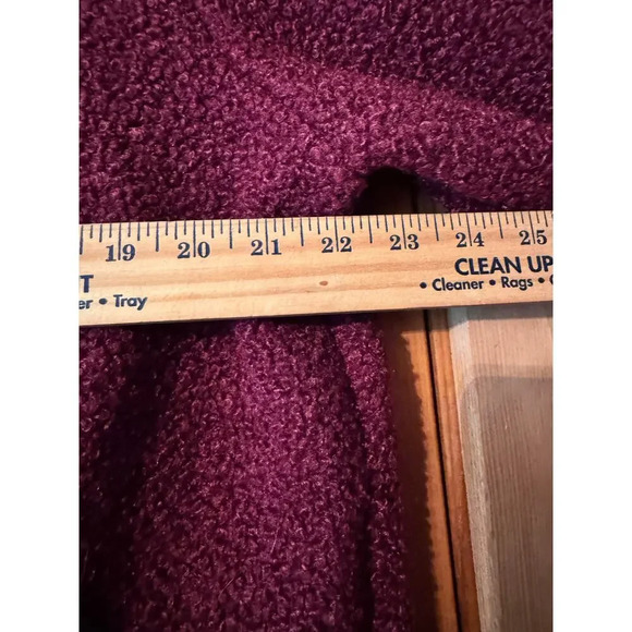 Lands End Heavy wgt sherpa pullover turtleneck tunic oxblood w/pockets L - Picture 6 of 6